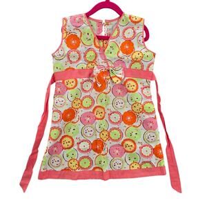 Girls Tunic Top Pink Floral Fruit Print Sleeveless Belt Cotton Toddler 5T